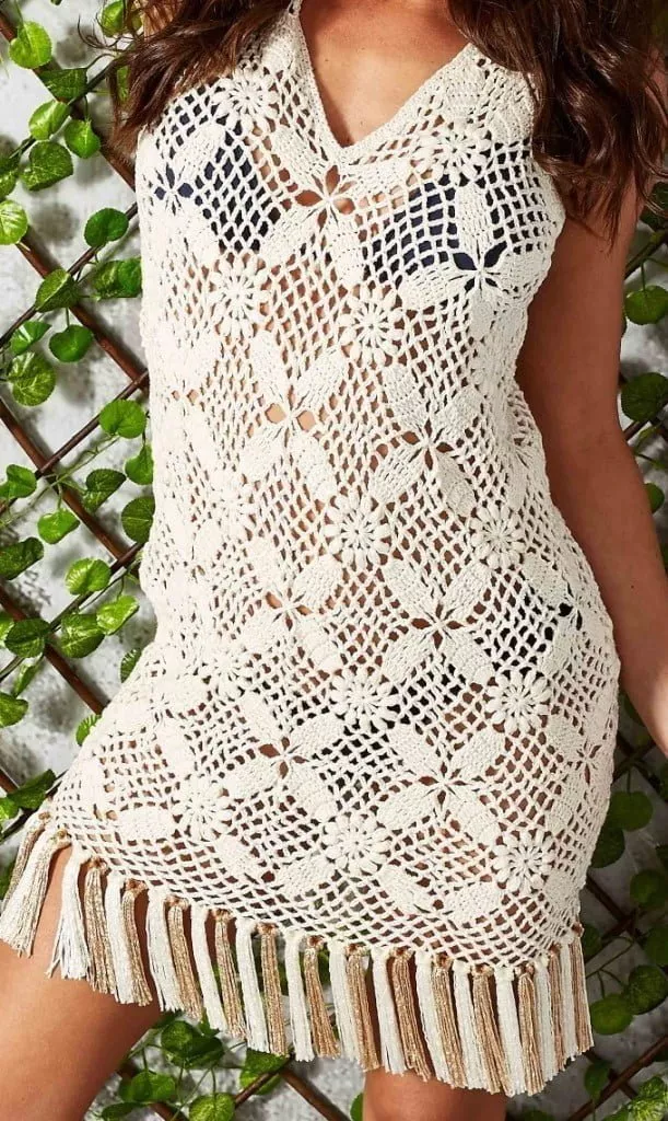Tunic in crochet summer dress