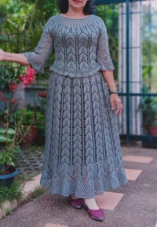 Pattern Long Crochet Dress