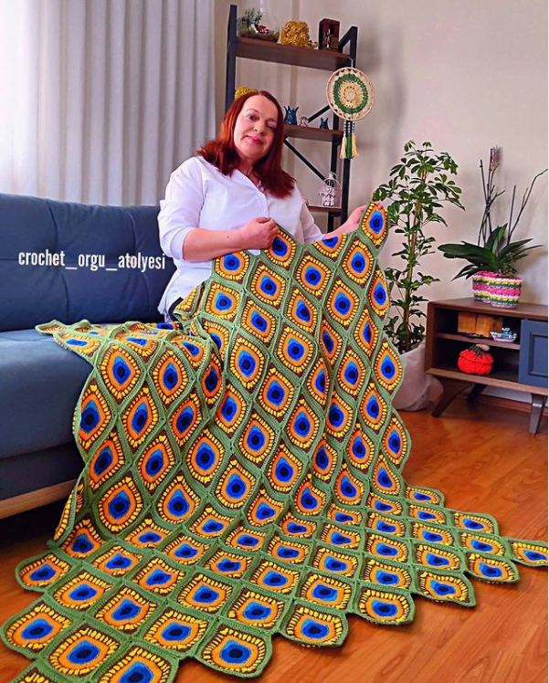 Peacock Crochet Blanket