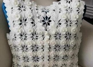 Floral female crochet vest