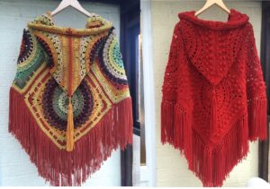 Step by step in crochet poncho hooded