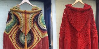 Step by step in crochet poncho hooded