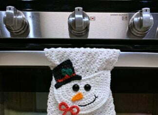Crochet Snowman Kitchen Towel