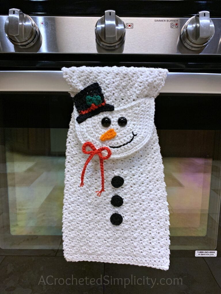 Crochet Snowman Kitchen Towel