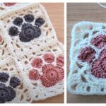 Paw Print Granny Square Crochet Pattern