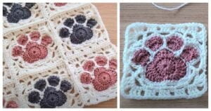 Paw Print Granny Square Crochet Pattern